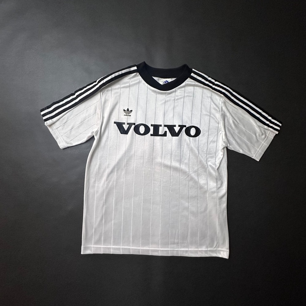 Vtg Adidas x Volvo Jersey Mens Small White 1990s Boxy Crop Made in USA Soccer